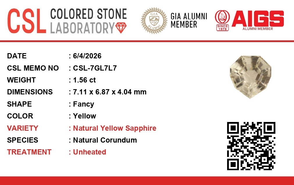 1.56 Ct. Yellow Sapphire from Ceylon (Sri Lanka)