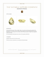 1.07 Ct. Yellow Sapphire from Ceylon (Sri Lanka) Appraisal