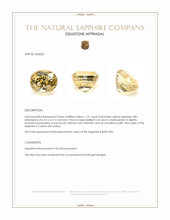 1.31 Ct. Yellow Sapphire from Ceylon (Sri Lanka) Appraisal