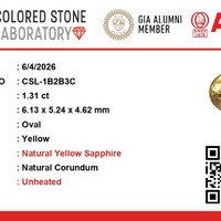 1.31 Ct. Yellow Sapphire from Ceylon (Sri Lanka) Scan Report