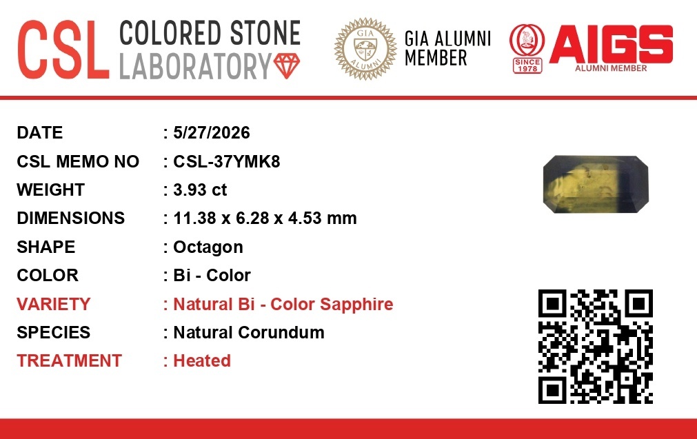 3.93 Ct. Bi Color / Parti Sapphire from Ceylon (Sri Lanka)
