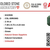 2.18 Ct. Bluish Green Sapphire from Ceylon (Sri Lanka) Scan Report