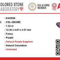 1.33 Ct. Pinkish Purple Sapphire from Ceylon (Sri Lanka) Scan Report