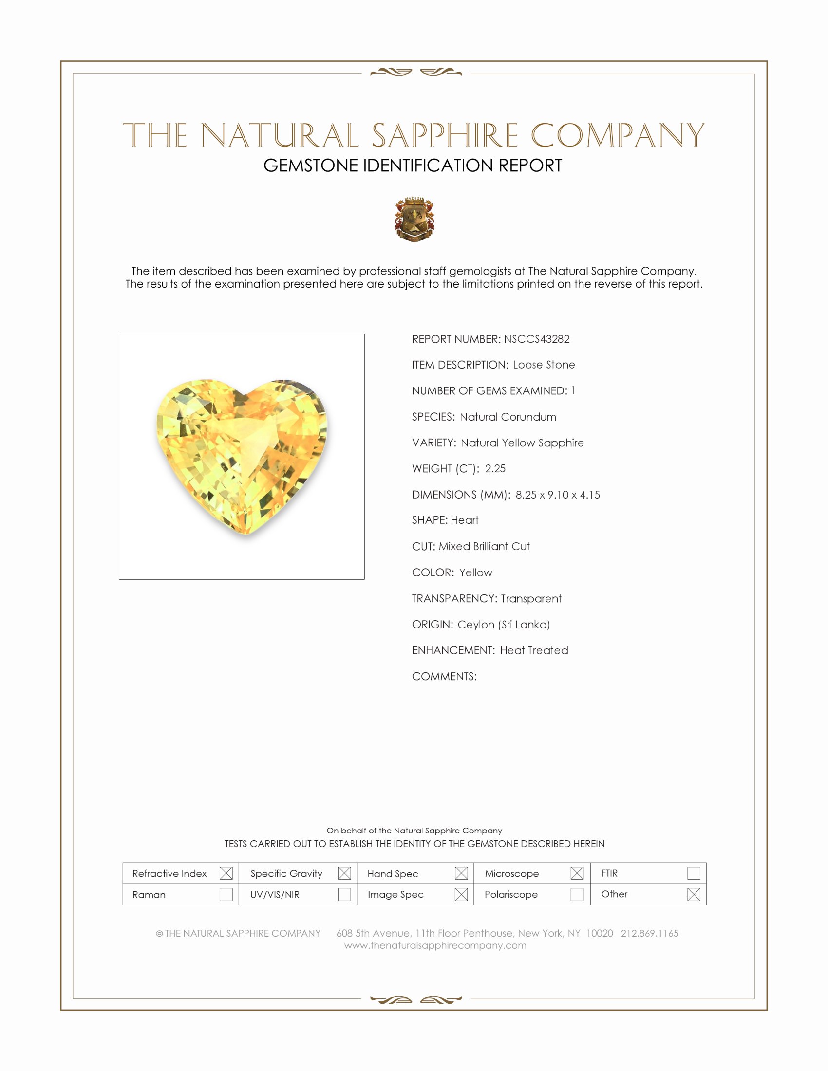 2.25 Ct. Yellow Sapphire from Ceylon (Sri Lanka)