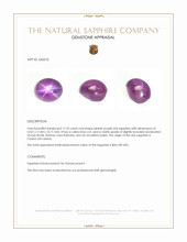 17.52 Ct. Pinkish Purple Star Sapphire from Ceylon (Sri Lanka) Appraisal