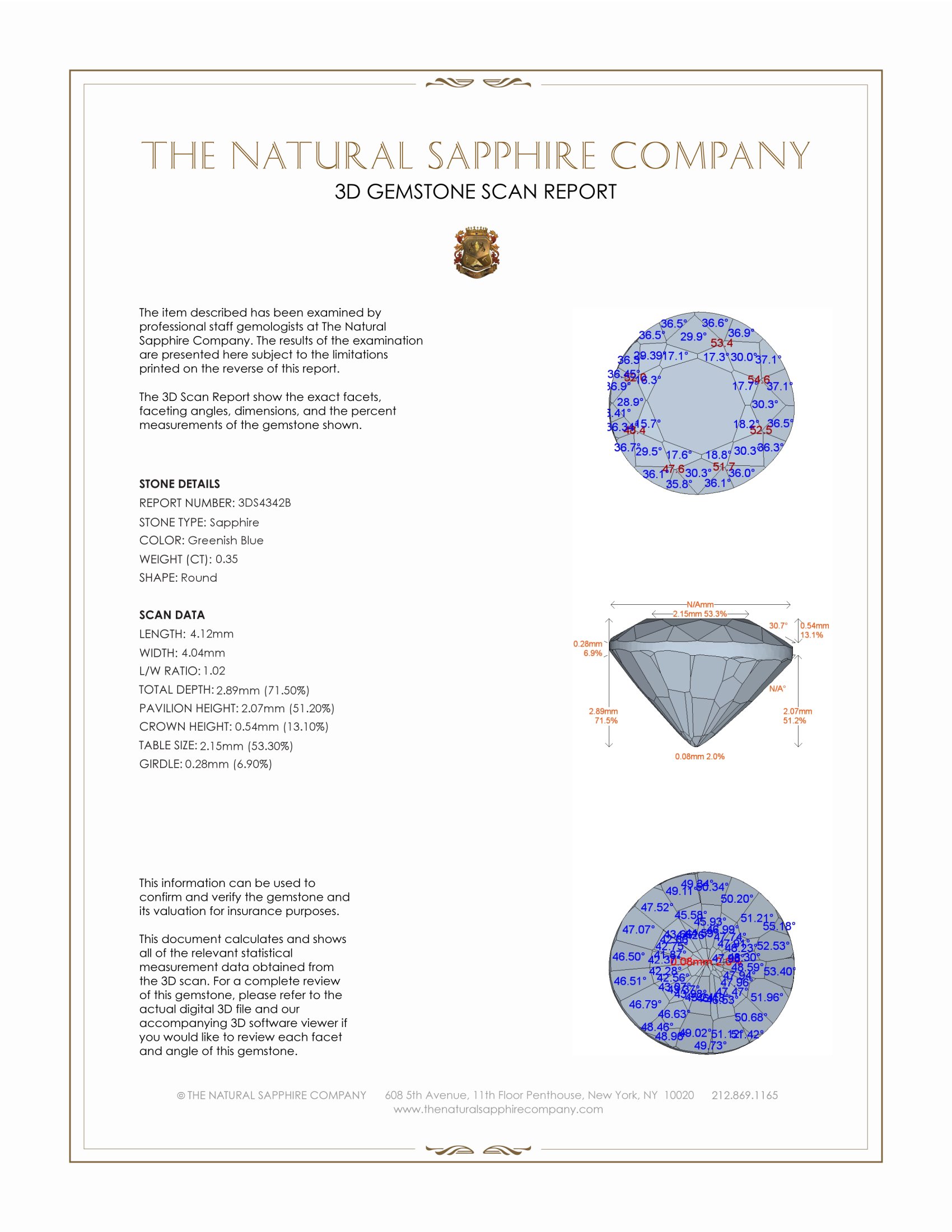 0.35 Ct. Greenish Blue Sapphire from Ceylon (Sri Lanka)