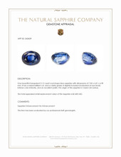 2.12 Ct. Blue Sapphire from Ceylon (Sri Lanka) Appraisal