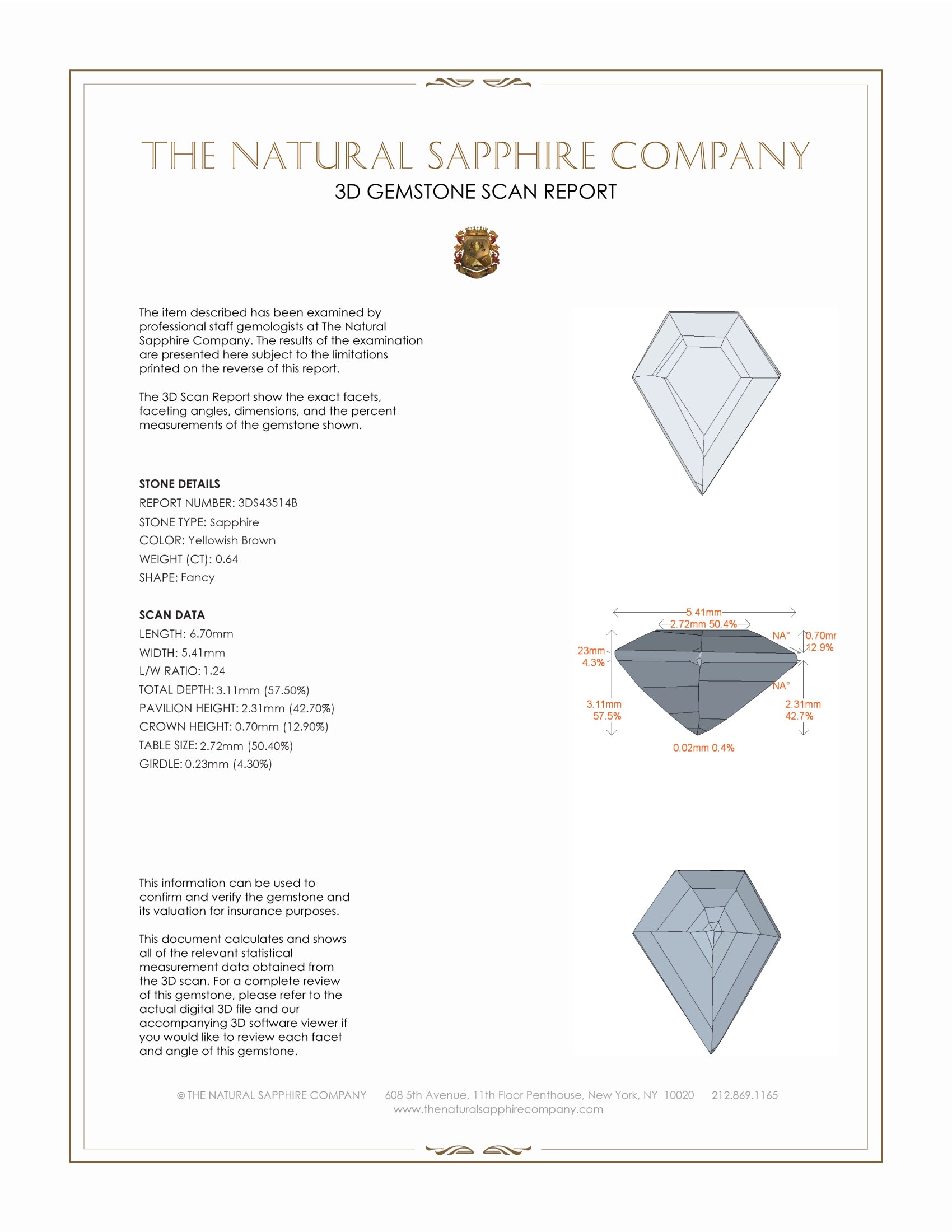 0.64 Ct. Yellowish Brown Sapphire from Madagascar
