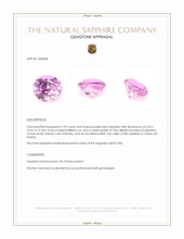 1.09 Ct. Purplish Pink Sapphire from Ceylon (Sri Lanka) Appraisal