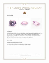 1.10 Ct. Purplish Pink Sapphire from Ceylon (Sri Lanka) Appraisal