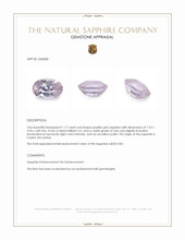 1.17 Ct. Purplish Pink Sapphire from Ceylon (Sri Lanka) Appraisal