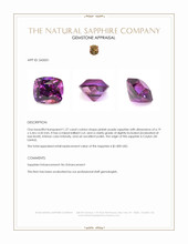 1.27 Ct. Pinkish Purple Sapphire from Ceylon (Sri Lanka) Appraisal