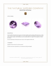 0.46 Ct. Pinkish Purple Sapphire from Ceylon (Sri Lanka) Appraisal