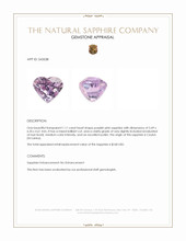 1.11 Ct. Purplish Pink Sapphire from Ceylon (Sri Lanka) Appraisal