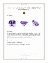 0.46 Ct. Pinkish Purple Sapphire from Ceylon (Sri Lanka) Appraisal