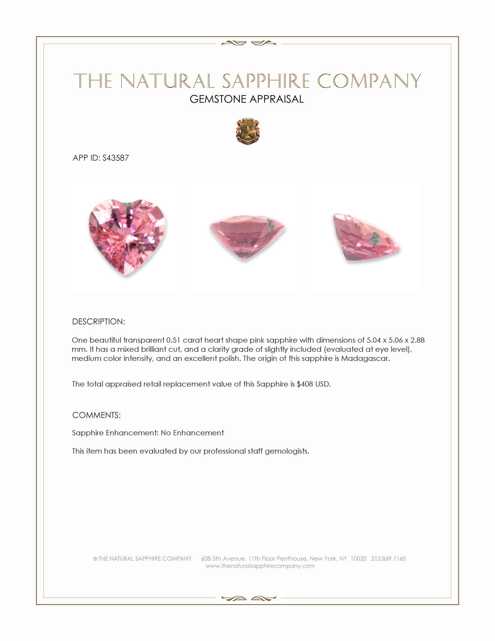 0.51 Ct. Pink Sapphire from Madagascar