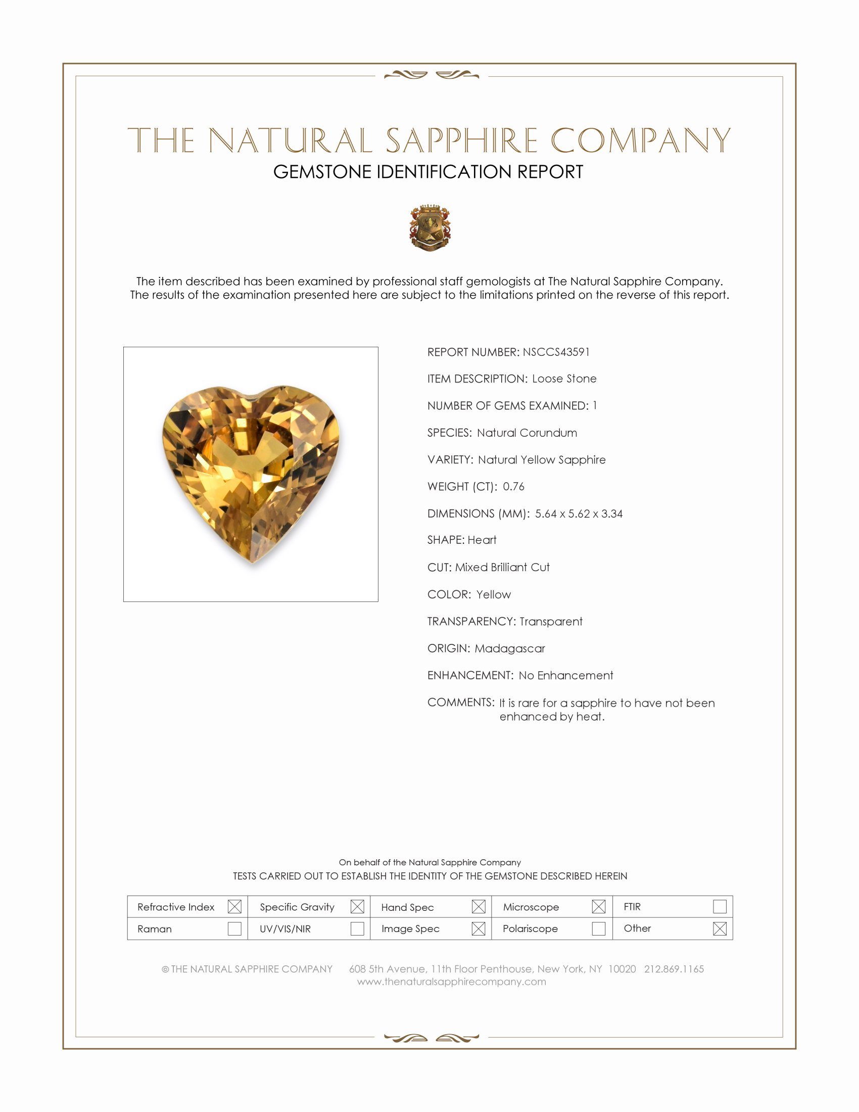 0.76 Ct. Yellow Sapphire from Madagascar