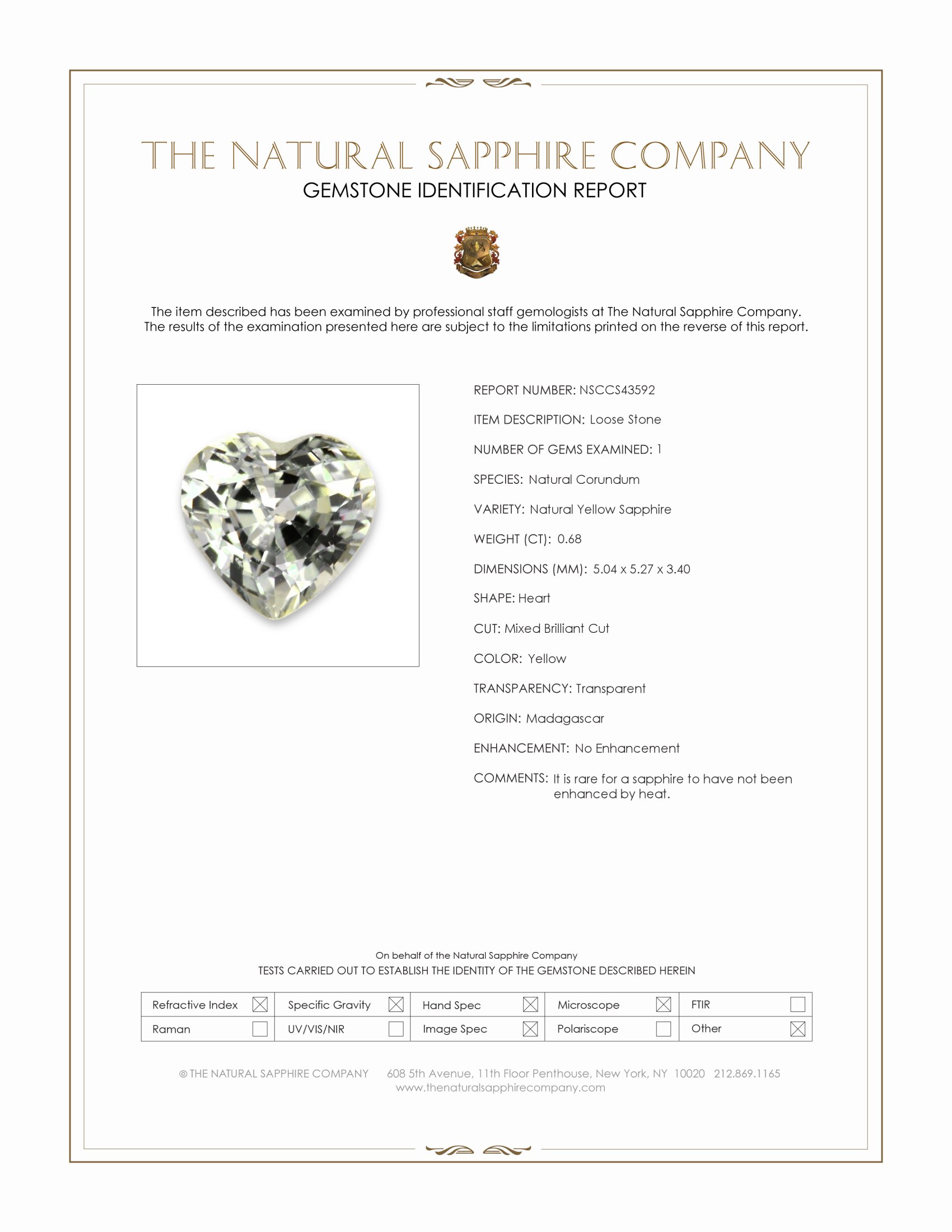 0.68 Ct. Yellow Sapphire from Madagascar