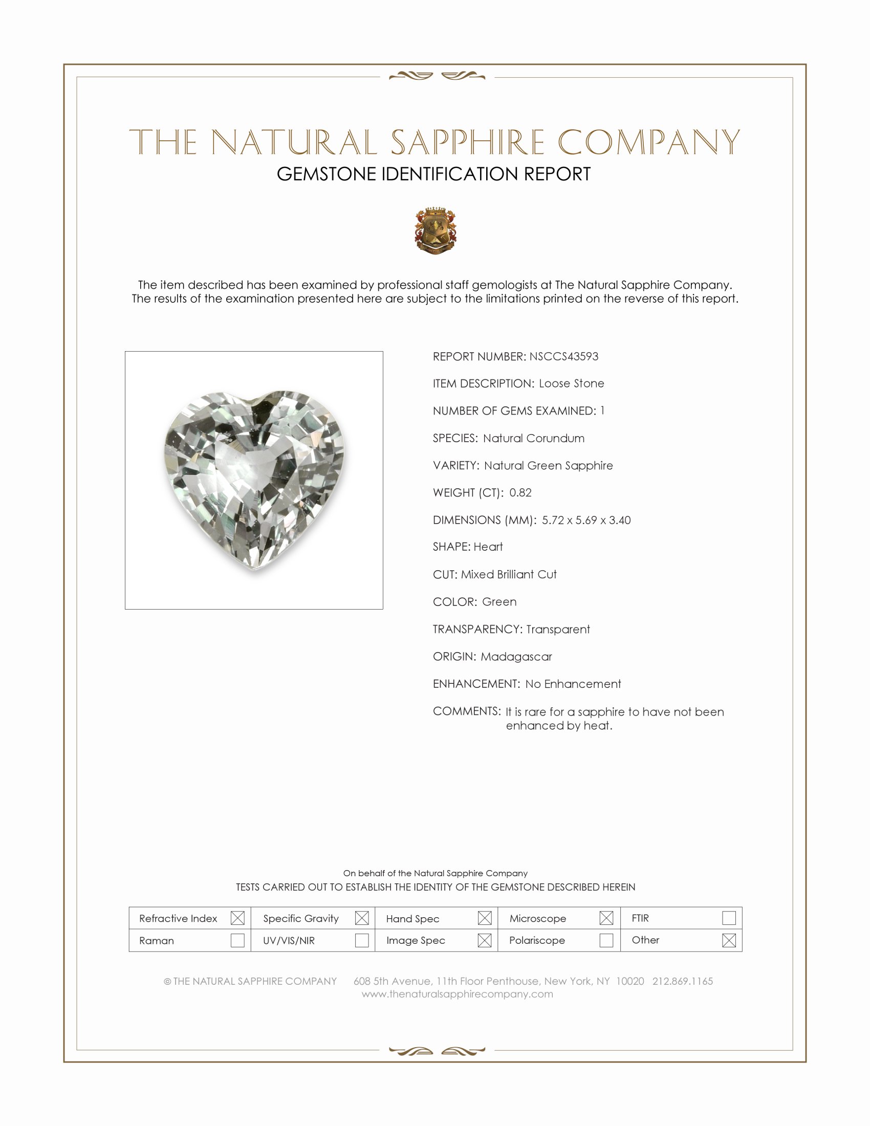 0.82 Ct. Green Sapphire from Madagascar