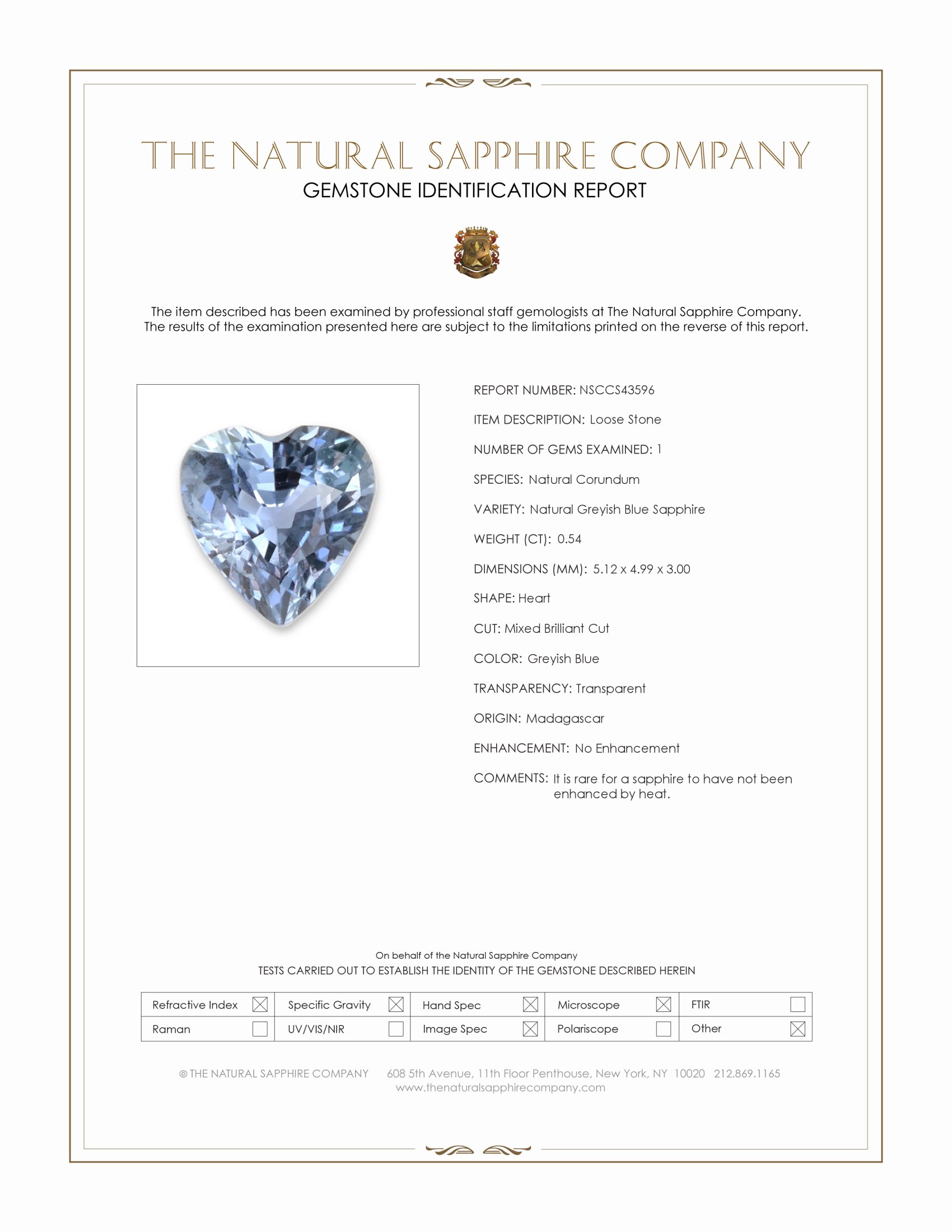 0.54 Ct. Greyish Blue Sapphire from Madagascar
