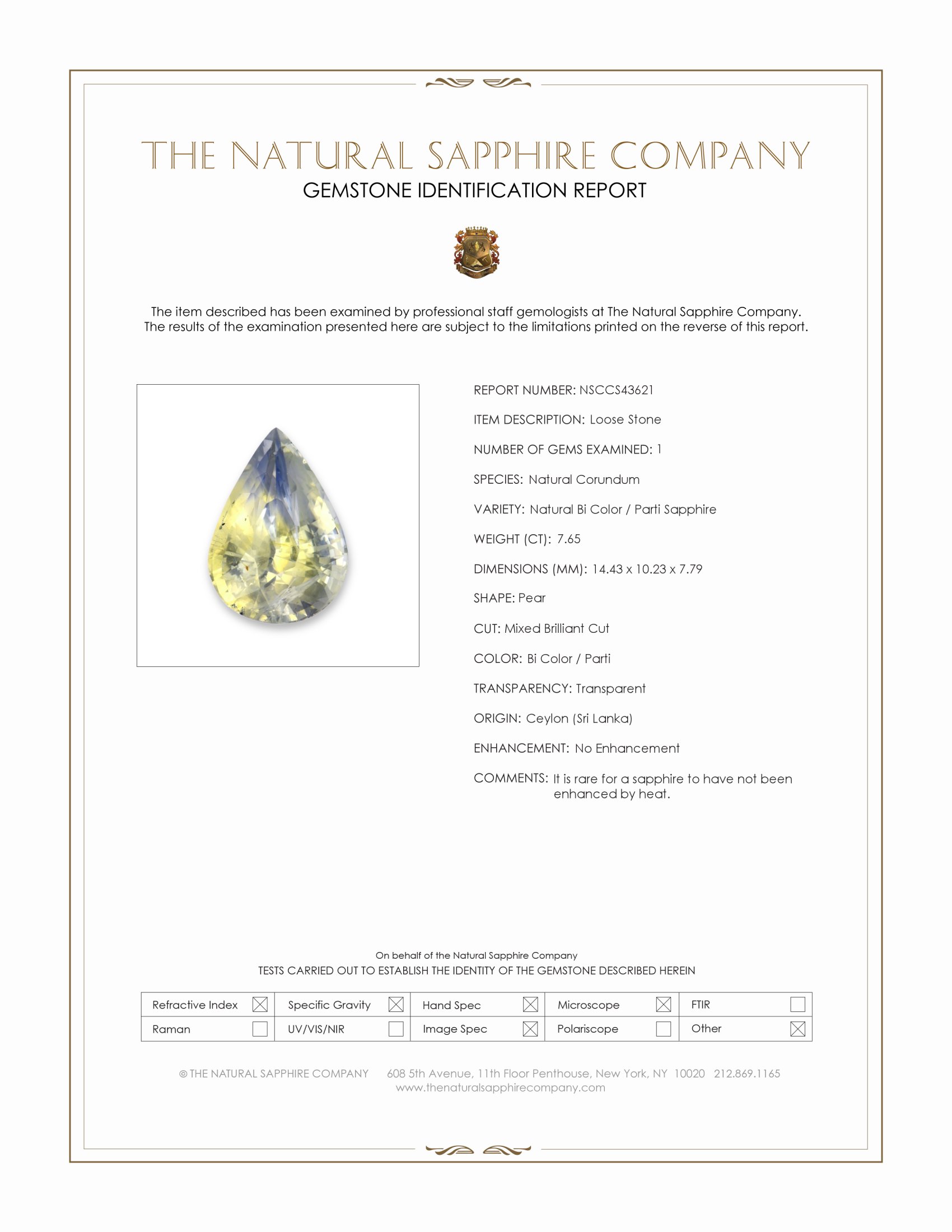 7.65 Ct. Bi Color / Parti Sapphire from Ceylon (Sri Lanka)