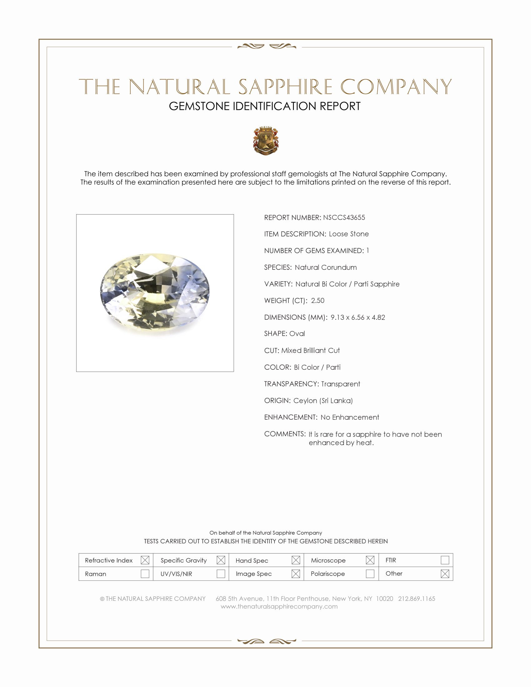 2.50 Ct. Bi Color / Parti Sapphire from Ceylon (Sri Lanka)