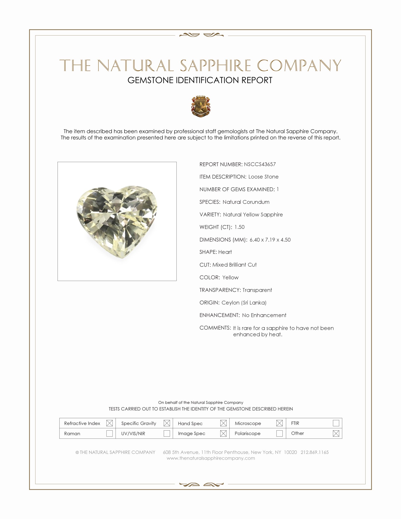 1.50 Ct. Yellow Sapphire from Ceylon (Sri Lanka)