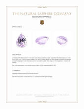 1.13 Ct. Pinkish Purple Sapphire from Ceylon (Sri Lanka) Appraisal