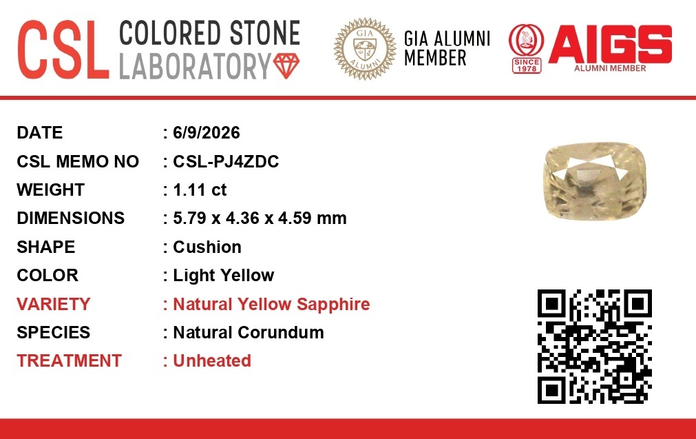 1.16 Ct. Yellow Sapphire from Ceylon (Sri Lanka)
