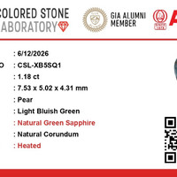 1.19 Ct. Bluish Green Sapphire from Ceylon (Sri Lanka) Scan Report