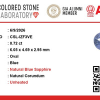 0.73 Ct. Blue Sapphire from Ceylon (Sri Lanka) Scan Report