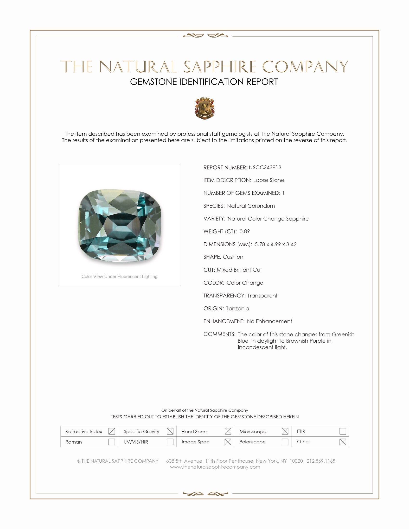 0.89 Ct. Color Change Sapphire from Tanzania