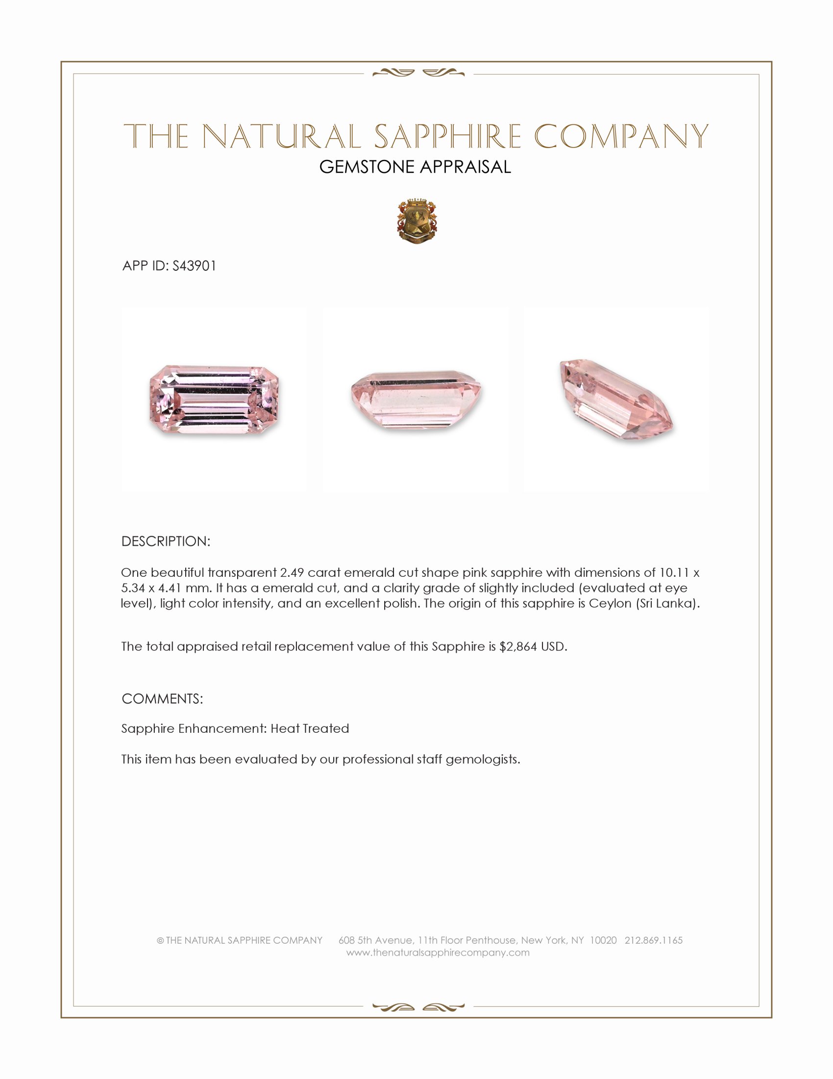 2.49 Ct. Pink Sapphire from Ceylon (Sri Lanka)