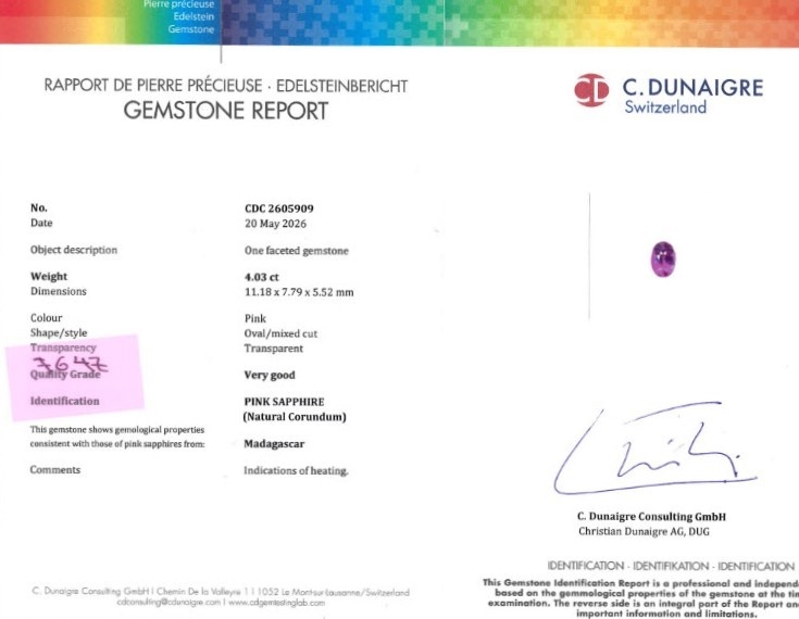 4.03 Ct. Pink Sapphire from Madagascar