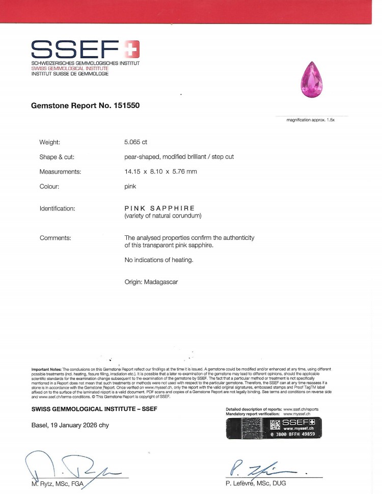 5.06 Ct. Pink Sapphire from Madagascar