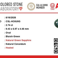 2.73 Ct. Bluish Green Sapphire from Ceylon (Sri Lanka) Scan Report