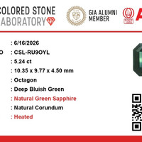 5.24 Ct. Bluish Green Sapphire from Ceylon (Sri Lanka) Scan Report