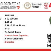 2.52 Ct. Yellowish Green Sapphire from Ceylon (Sri Lanka) Scan Report