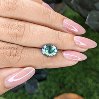 4.04 Ct. Bluish Green Sapphire from Madagascar Life Style