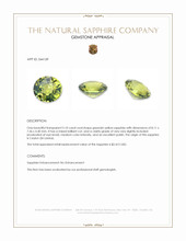 2.10 Ct. Greenish Yellow Sapphire from Ceylon (Sri Lanka) Appraisal