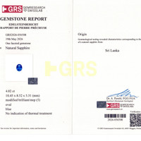 4.02 Ct. Blue Sapphire from Ceylon (Sri Lanka) Scan Report