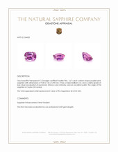 3.67 Ct. Purplish Pink Sapphire from Ceylon (Sri Lanka) Appraisal