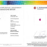 3.67 Ct. Purplish Pink Sapphire from Ceylon (Sri Lanka) Scan Report