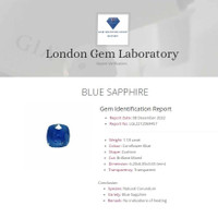 1.18 Ct. Blue Sapphire from Ceylon (Sri Lanka) Scan Report