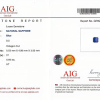 0.85 Ct. Blue Sapphire from Madagascar Scan Report