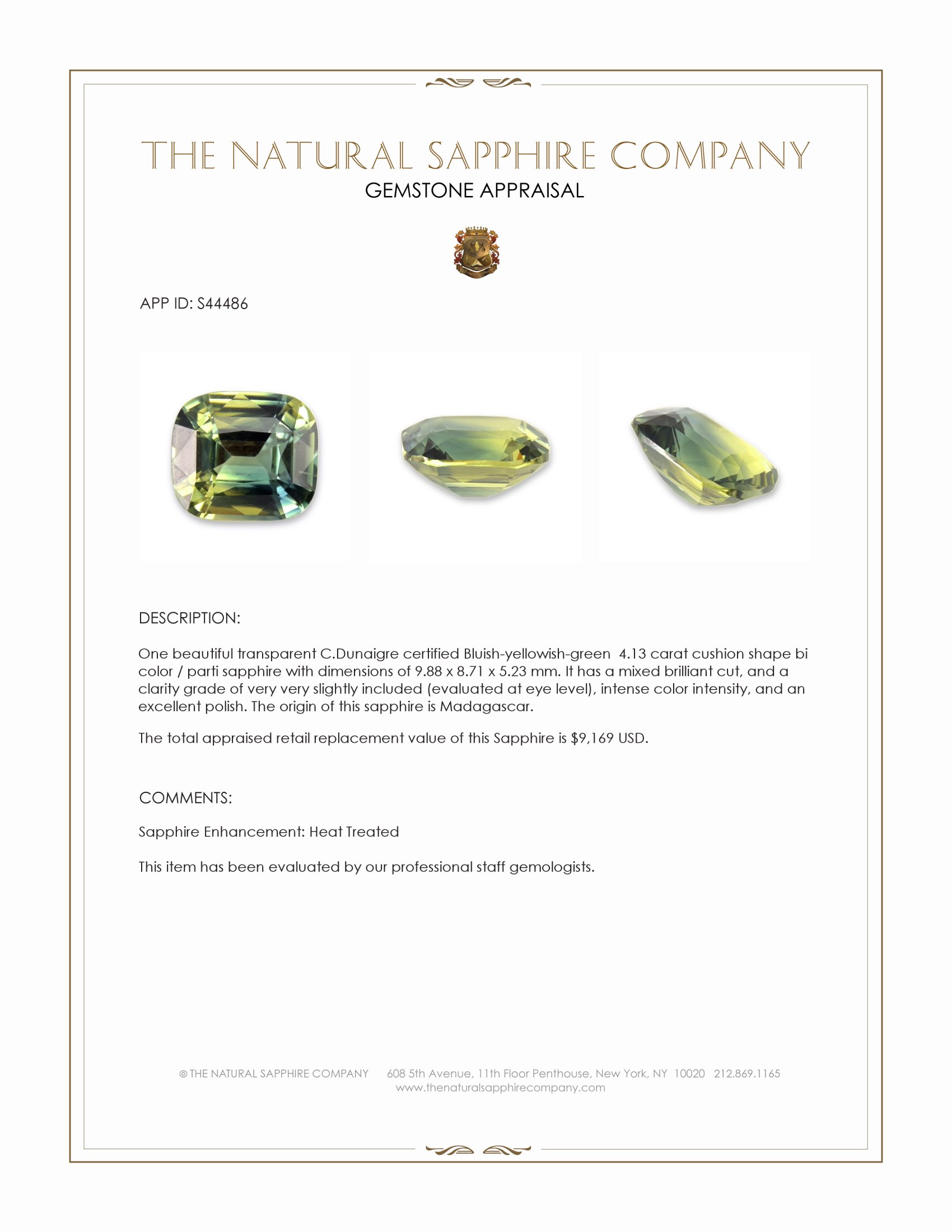 4.13 Ct. Bi Color / Parti Sapphire from Madagascar