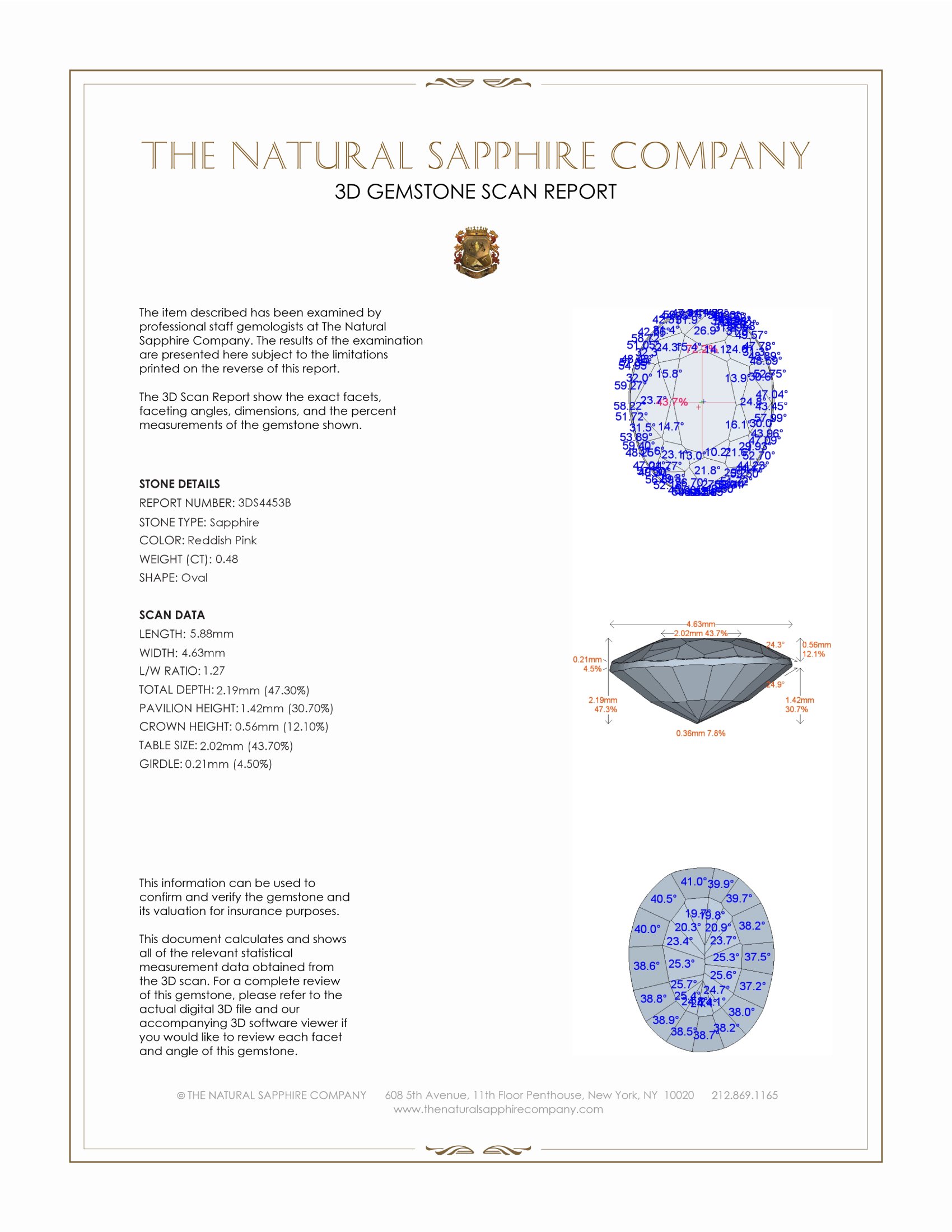 0.48 Ct. Reddish Pink Sapphire from Ceylon (Sri Lanka)