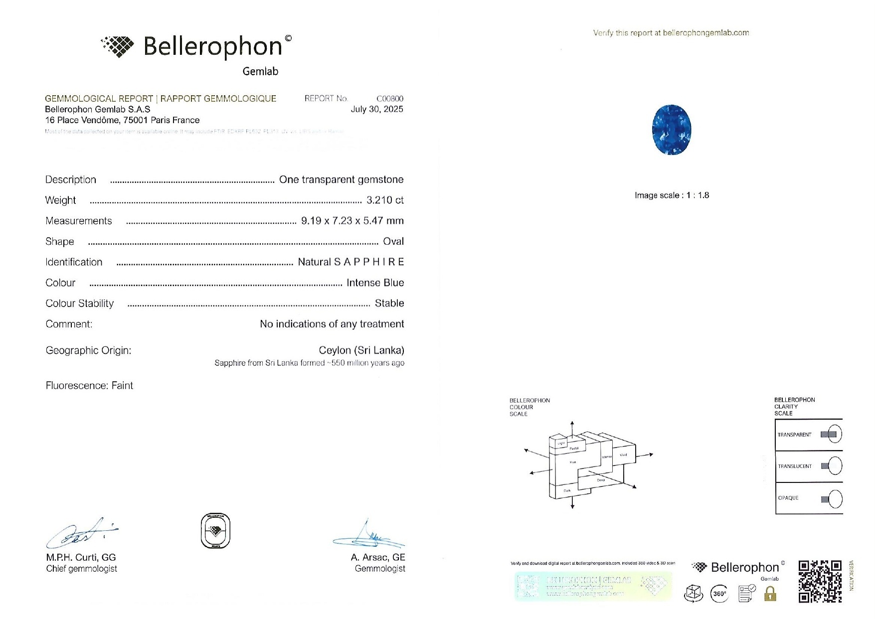 3.21 Ct. Blue Sapphire from Ceylon (Sri Lanka)