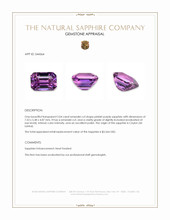 2.04 Ct. Pinkish Purple Sapphire from Ceylon (Sri Lanka) Appraisal