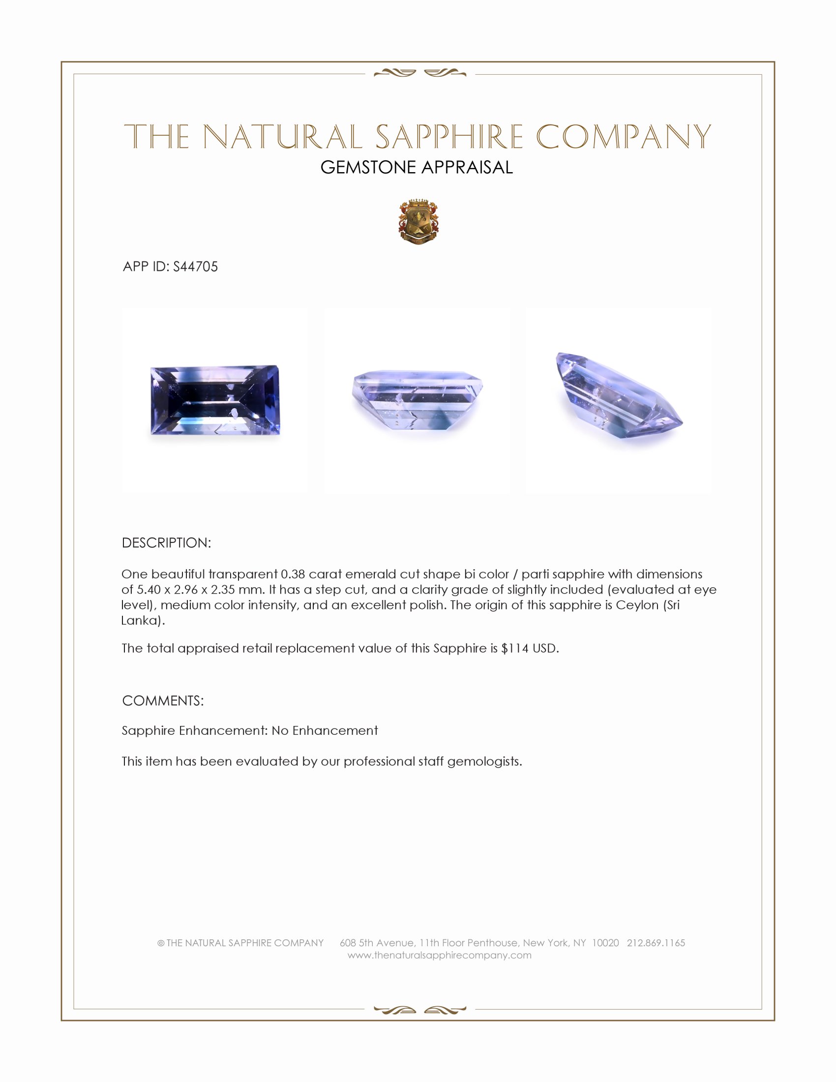 0.38 Ct. Bi Color / Parti Sapphire from Ceylon (Sri Lanka)